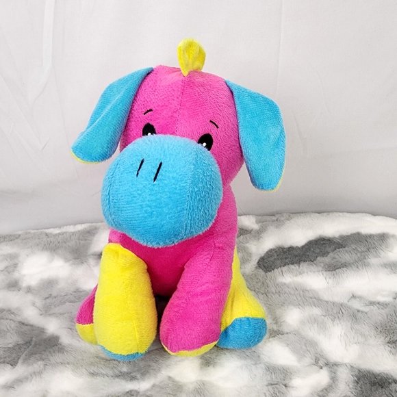 Kellytoy Pink Blue Yellow Colorblock Donkey Stuffed Animal Plush Toy- 2013 - 11" - Picture 1 of 8